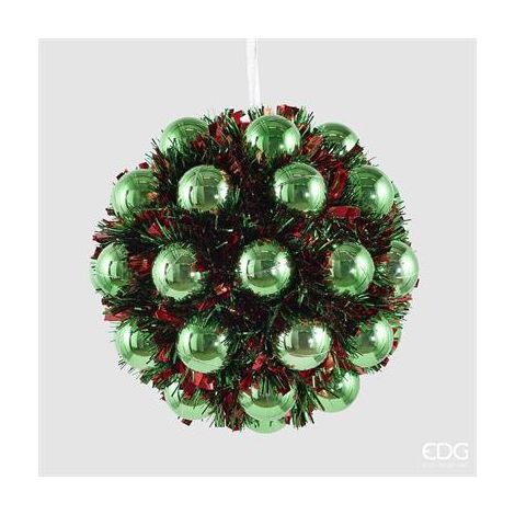 EDG Enzo De Gasperi Palla di Natale Decorata con Palline Ø20 cm Verde – Addobbo per Albero di Natale (1/2)
