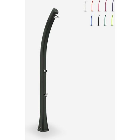 Douche solaire anthracite avec rince-pieds – Réservoir 23 L – Mitigeur réglable – Résistante aux UV et au calcaire – Pour piscine et jardin – Arkema Design
