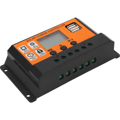 Contrôleur de charge solaire avec écran LCD, gestion en 3 étapes, régulateur de charge pour batteries lithium-acide 12 V/24 V, 10 A (1/5)