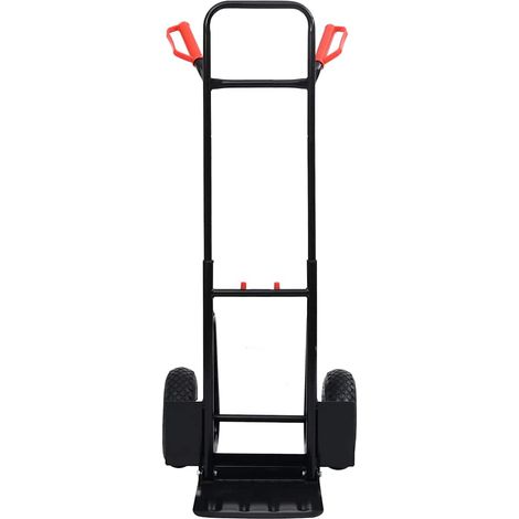 vidaXL Carrito de mano telescópico 200 kg negro y rojo (1/2)