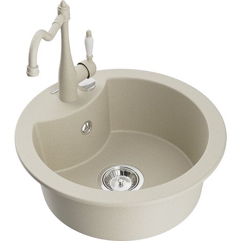 Mexen Diego lavello in granito a 1 vasca con miscelatore da cucina Carla, beige - 6512-69-670700-69 (1/5)