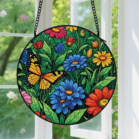 12.5cm Suspension vitrail pour fenêtre – Attrape-soleil motif champêtre pour porte ou intérieur – Décoration attrape-soleil – Cadeau pour fête des Mères ou anniversaire, pour hommes et femmes (1/5)