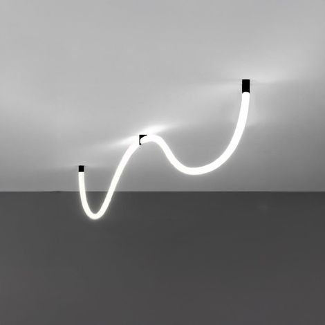 Neon flessibile redo xloopb lp18 led 72w 5mt ip65 nero striscia flessibile tubolare led soffitto driver remoto, tonalità luce 3000°k (luce calda)