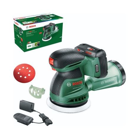 Bosch set de set set de UniversalOrbit 18V-20 (Schleifen auf Holz, lackierten und gestrichenen Oberflächen de mittel bis groß Durchmesser: 125 mm Akku und Ladegerät de 2,0 Ah)