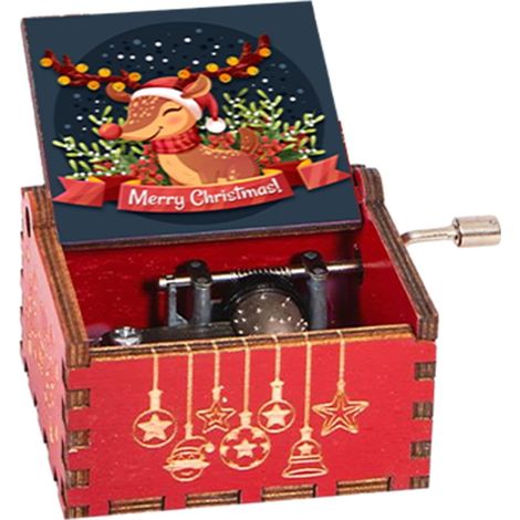 Boîte à Musique de Noël - Boîte à Musique Classique en Bois sculpté à manivelle à en Bois, adaptée au Souvenir d'anniversaire, de noël, de Thanksgiving, de la fête des mères (1/5)