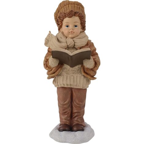 Dekofigur Junge mit Buch 28 x 11,5 cm braun/beige
