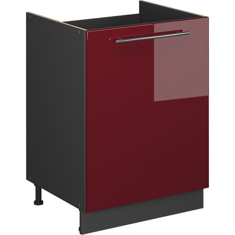 Spülenunterschrank Fame-Line, Bordeaux Hochglanz/Anthrazit, 60 cm, Vicco (1/5)