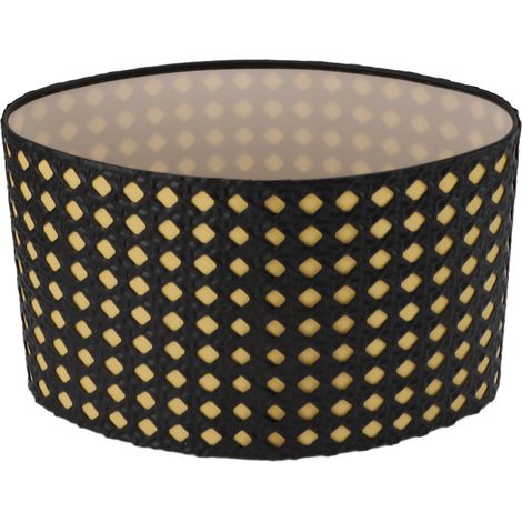 Abat-jour ovale métal creux sculpté compatible E27 E14 douilles abat-jour pour bureau chambre salon noir doublure jaune (1/5)