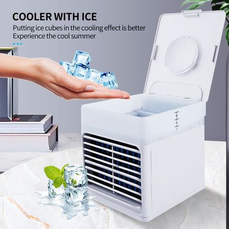 Mini evaporador de aire acondicionado USB – 3 velocidades – Batería recargable de 2000 mAh – Vaporizador portátil para oficina, picnic y camping – KZQ (1/5)