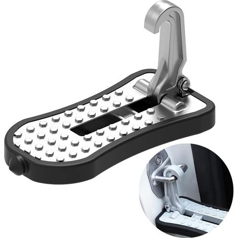 Marchepied de porte de voiture pour accès au toit de voiture, marchepied pliable multifonction avec marteau de sécurité en verre, charge maximale 226,8 kg (argent) (1/5)