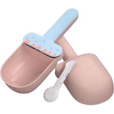 Cuillère à nourriture pour animaux de compagnie, mignonne forme de crème glacée, grande capacité, cuillère pour chien avec Clip d'étanchéité pour chiens, chats, animaux de compagnie, bleu rose (1/5)