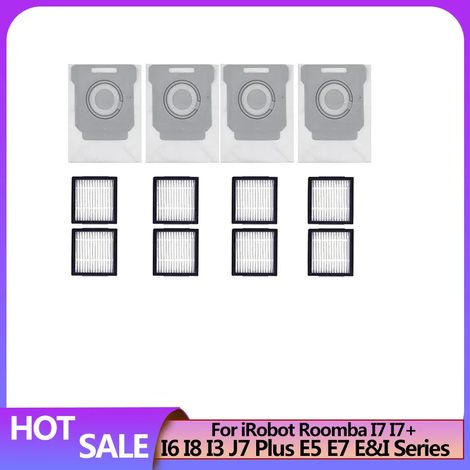 Filtro HEPA, spazzola laterale per aspirapolvere iRobot Roomba serie I7, I7+, I8, I3, I6, J7 Plus, E5, E7, E e I - Sacchetto raccoglipolvere - Ricambi - AquaForge