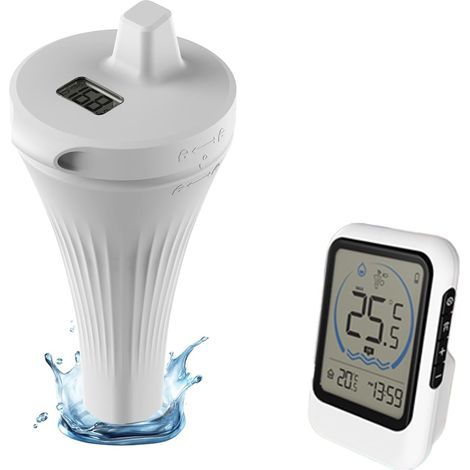 Thermomètre De Piscine,Thermomètres Pour Piscine Et Bains à Remous, Indice d'Étanchéité Ip68 Flottant Avec Écran, Plage De Transmission Jusqu'à 50 m,Pour Aquarium Spa (1/5)
