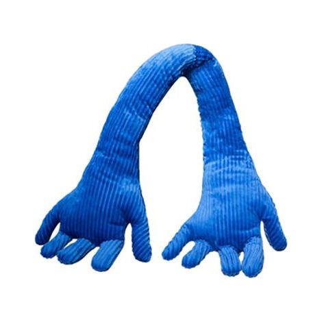 Oreiller Long en Forme de Main Bleu - Coussin Bras pour Canapé, Voyage et Camping