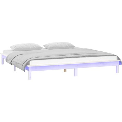 Giroletto con LED Bianco 160x200 cm in Legno Massello vidaXL