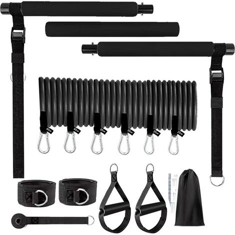 Elastique Musculation Barre de Pilates avec Bandes de Résistance 20-40Lbs Noir (1/5)