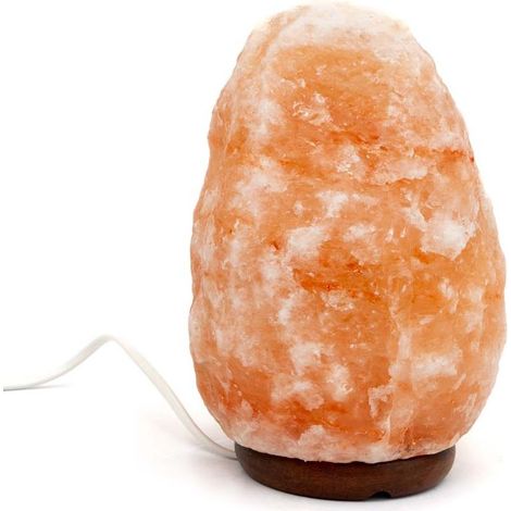 Lampe en cristal de sel rose 3-4 kg – Socle en bois véritable – Lumière douce et apaisante – Pour ambiance cocooning – Bioelements (1/2)
