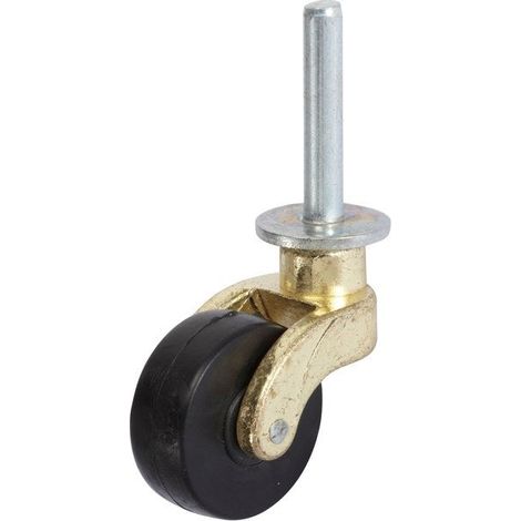 Roulette pivotante à tige lisse 29mm – Laiton massif – Charge max 20kg – Pour sols moquette et carrelage – Intérieur uniquement – Guitel (1/3)