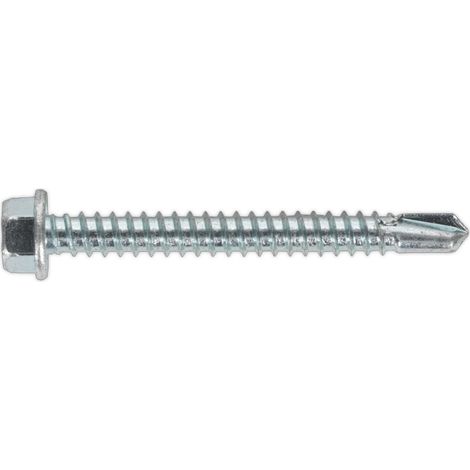Sealey Zinc Plated Self-Drilling Hex Head Screw 5.5 x 50mm - Pack of 100 SDHX5550