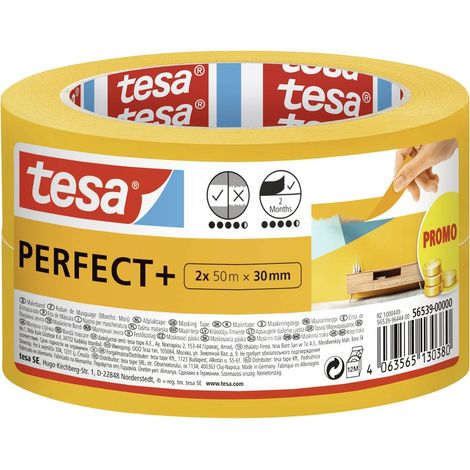 Tesa Perfect+ Ruban de Masquage Jaune 100 m x 3 cm 2 pièces (1/4)