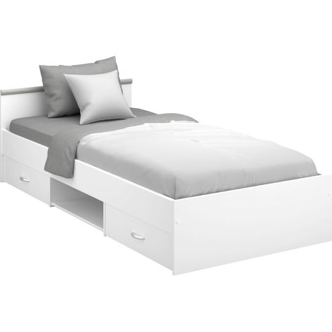 Cama Juvenil Village 2 Cajones 1 Hueco Blanco y Gris Dormitorio habitación infantil 90x200 cm (1/5)