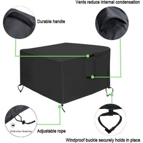 Housse De Brasero,Housse De Table Carrée pour Brasero à Gaz,Housse De Protection Imperméable pour Foyer De Jardin,pour Meubles De Foyer De Terrasse (92x92x61cm,Noir) (1/5)