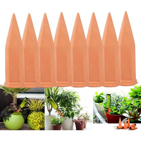 Bottiglia per irrigazione a goccia, 8 pezzi, in terracotta, sistema di irrigazione automatico a goccia per piante, giardino e casa (tipo cono, 8 pezzi)