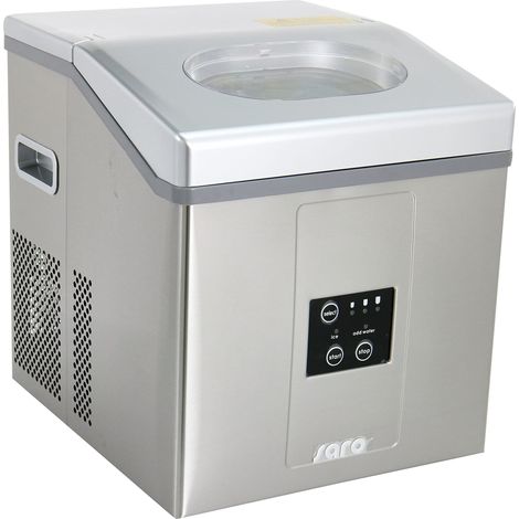 SARO EB 15 PRO - Macchina per cubetti di ghiaccio, 15 kg/24 h, in acciaio inox, con 3 misure di ghiaccio a scelta, serbatoio dell'acqua da 2 l, serbatoio da 1,4 kg (1/3)