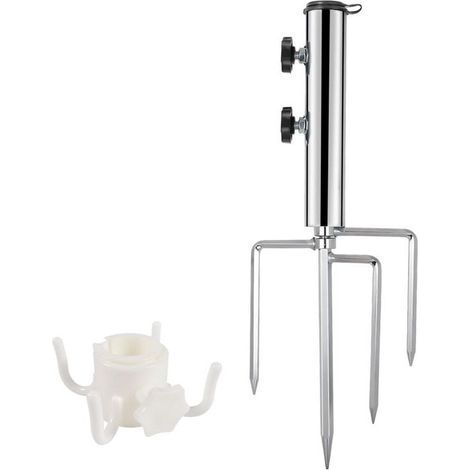 Pied de Parasol, Support de Parasol avec 4 Piquets Amovible Réglable, Douille de Parasol Réglable pour Jardin Pêch Plage (1/4)