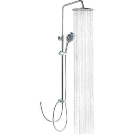 Duschsystem mit Regendusche 25cm, höhenverstellbar, 1,6m Schlauch, Chrom (1/5)