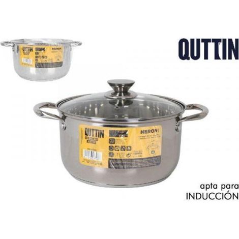 26 cms cacerola  acero inoxidable con tapa cristal apto para induccion new neron quttin