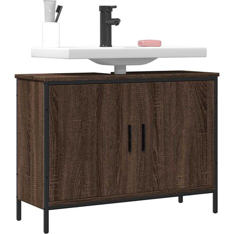 Waschbeckenunterschrank Braun Eiche 80x30x60 cm Holzwerkstoff