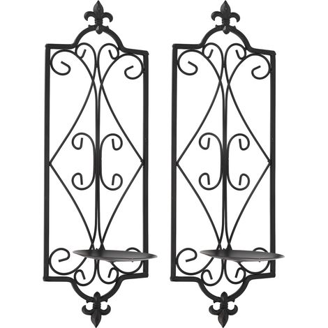 Lot de 2 appliques murales suspendues en fer, porte-bougies, décorations murales pour salon et salle à manger (1/5)