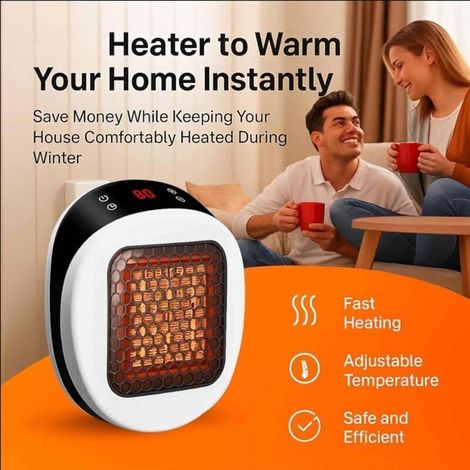 Riscaldatore portatile Lunaheater, riscaldatore portatile con telecomando, elemento riscaldante in ceramica PTC, calore potente in 30 secondi (bianco) (1/4)