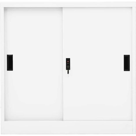 Armadio per Ufficio Anta Scorrevole Bianco 90x40x90cm Acciaio DAS145246 (1/5)