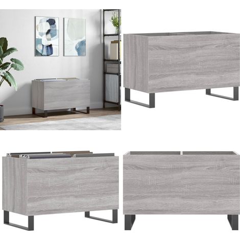 Armoire à disques sonoma gris 74,5x38x48 cm bois d'ingénierie - Meuble À Disques - Armoire Vinyle - Rangement Disque - Étagère Musique - Support Tourne-disque - Home & Living