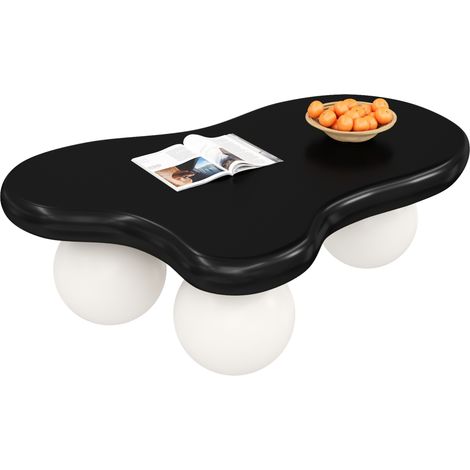 Mesa de centro en forma de nube con LED, MDF, 95 x 62,5 x 32 cm, negro y blanco (1/5)