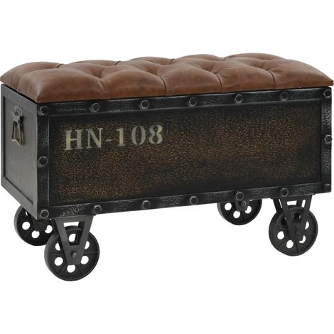 Banc de rangement avec roulettes 80,5 cm bois de sapin massif vidaXL (1/5)