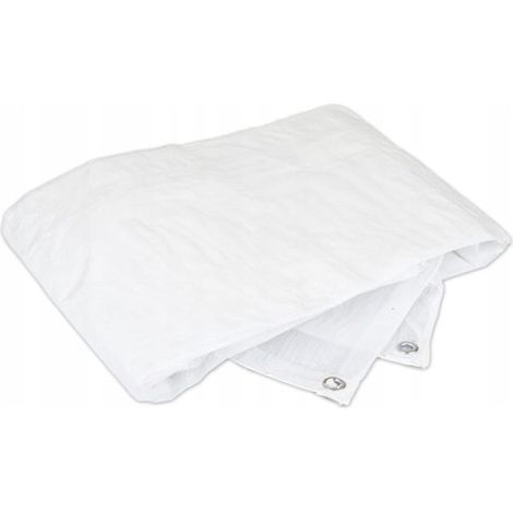 Lona blanca de 4x5 m, resistente e impermeable.