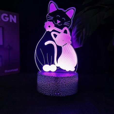 Lampe de table veilleuse 3D Chat Fromage, 16 couleurs à dégradé automatique, alimentation USB, LED avec interrupteur tactile, cadeau pour enfants