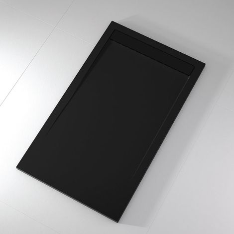 Receveur de douche 70x140 cm extra plat CLEVER en résine surface ardoisée noir