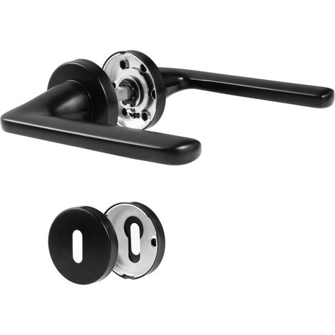 Lot de poignées de porte intérieures - En acier inoxydable - Moderne - Pour porte d'entrée et porte intérieure - Poignée de porte BB - Noir - Idéale pour votre maison ou votre bureau (1, noir (1/5)