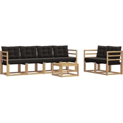 Outdoor Sofa Set with Cushion 7 pcs White and Black vidaXL (1/5)