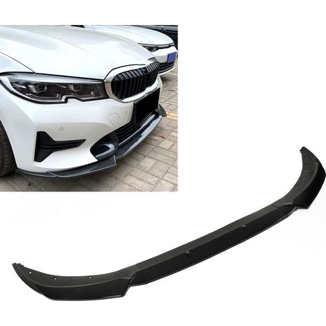 Diffuseur de pare-chocs avant en 3 sections avec becquet pour BMW Série 3 G20, G21, 320i, 325i, 330i 2019-2022, noir brillant (surdimensionné). (1/5)