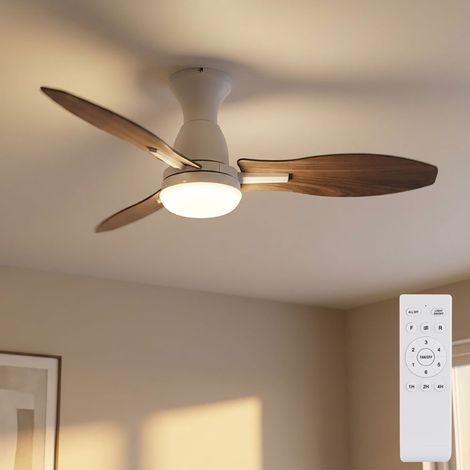 Ventilatore da soffitto a LED dimmerabile con telecomando modalità estate inverno, 6 livelli, pale reversibili, 22W 1660lm bianco caldo, bianco neutro, bianco freddo, P 107 cm (1/5)