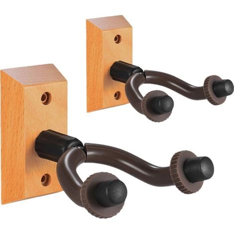 Support mural en bois pour guitare, ensemble de 2 crochets robustes, accessoires pour guitare acoustique et électrique (1/4)