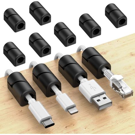 Lot de 20 clips de rangement pour câbles, organisateurs de câbles en silicone auto-adhésifs pour câbles de charge USB, câbles d'alimentation, câbles de souris, câbles d'ordinateur, bureau et maison (n (1/5)
