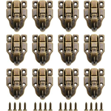 12Pcs Boîte Cadeau Style Vintage Verrous Vintage Pour Valise Mini Couleur Bronze Loquets Verrous Serrure De Verrouillage Fermoir Pour à Vos Vieilles Boîtes Bois, Boîtes à Outils(Bronze) (1/4)