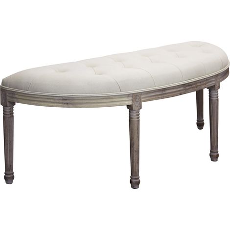 Panca 2 posti da interno salotto bar con struttura in legno e seduta morbida imbottita Winter -  Beige