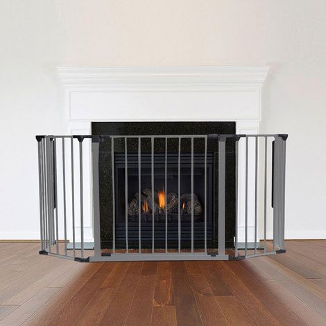 Safetots Multi Panel Fire Surround, 49cm Deep x 105cm Wide, Grey, 70cm Tall, Child and Pet Safety, Baby and Toddler Fire Guard